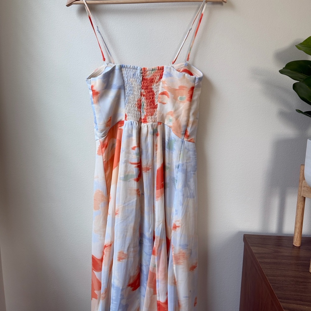Abercrombie & Fitch Ivory Slip Dress with Coral and Pale Blue Accents - Picture 6 of 8